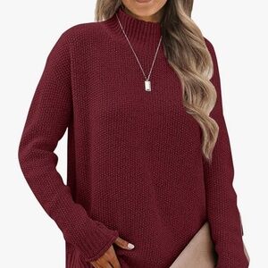 women's burgundy turtleneck sweater